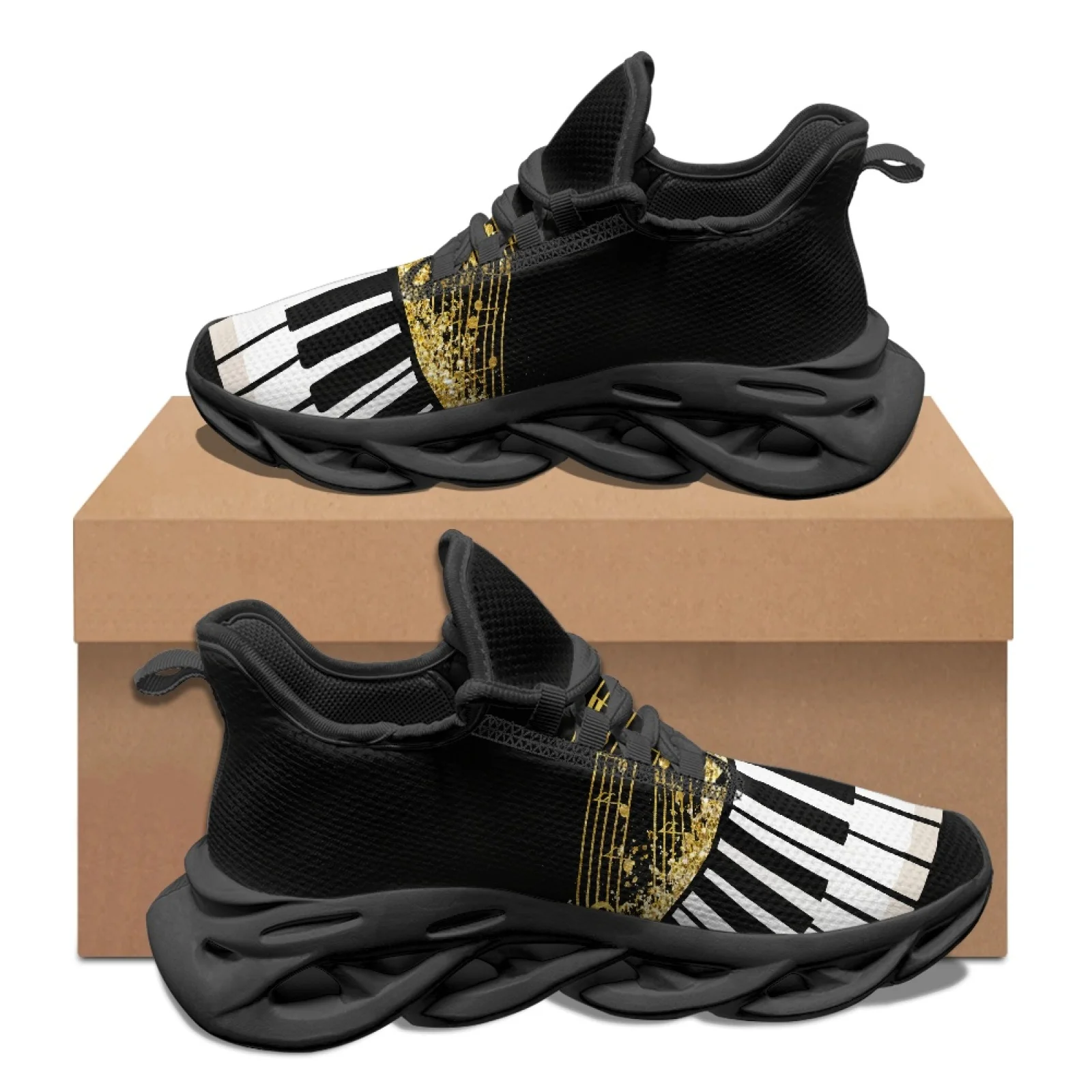 PENSTROLL Music Note Zipper Lightweight Running Shoes Fashion Sneakers for Sports Blade Style Blade Sneakers