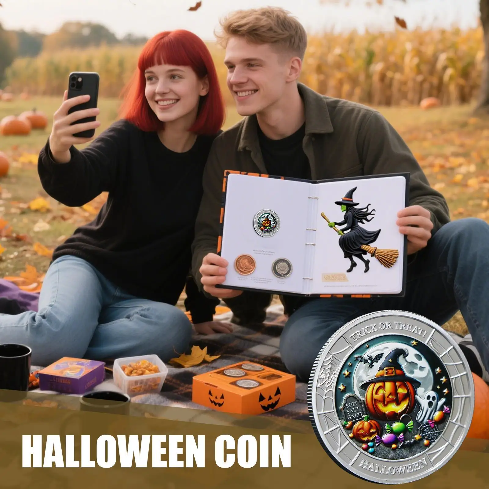 Collector Coin Halloween Trick Or Treat Coin Keepsake Collector Toys For Party Favor Souvenir Women Adult Men Home Kids view 2