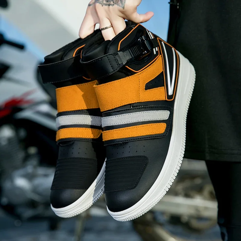 Износостойкие мотоциклетные ботинки с высоким берцем, новинка 2024, мужская и женская мотоциклетная обувь, Нескользящие мотоциклетные ботинки, Уличная обувь для езды на мотоцикле