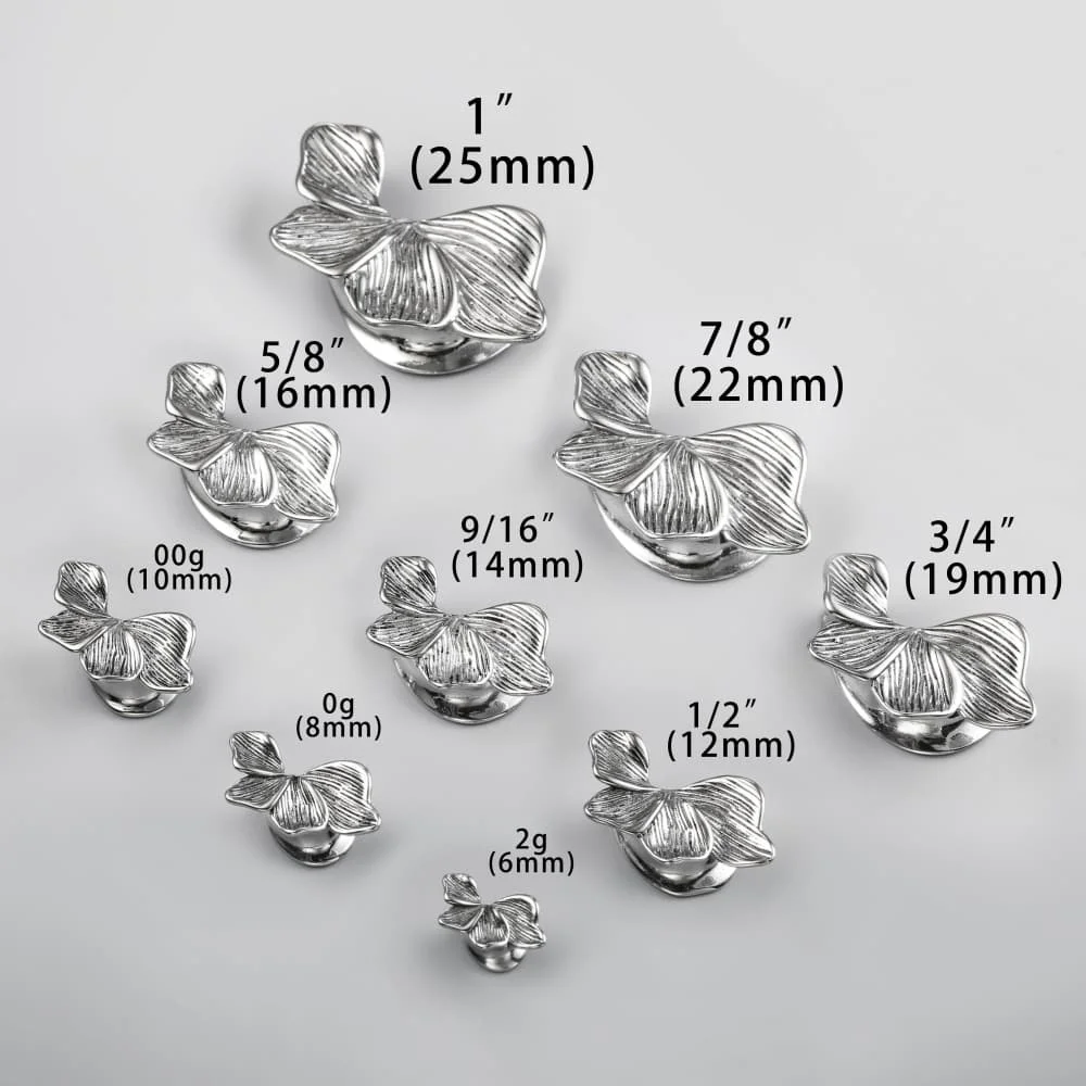 Casvort 2 Stück 316L Edelstahl Ohr-Tunnel und Plugs, unregelmäßiger Blütenblatt-Expander, Piercing-Schmuck, elegant, Boho – Detail 10