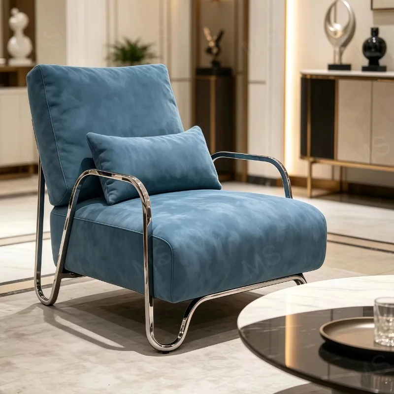 Italian light luxury leather modern simple single sofa chair, suitable for living room home office