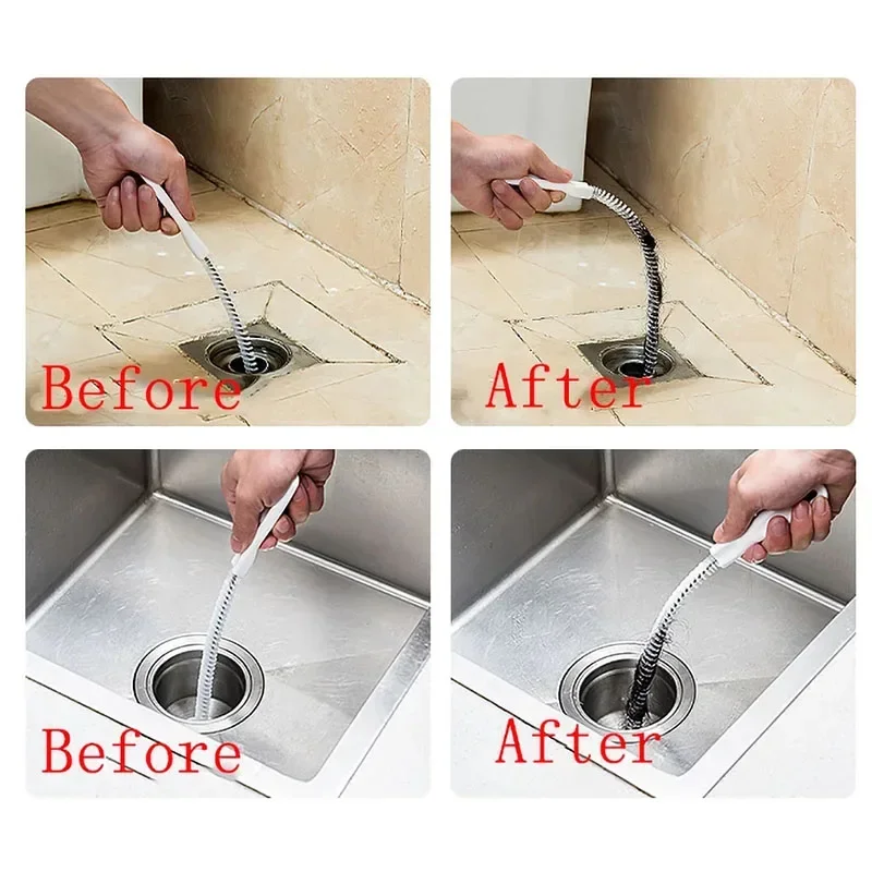 Pipe Dredging Brush Bathroom Hair Sewer Sink Cleaning Brush Drain Cleaner Flexible Cleaner Clog Plug Hole Remover Tool