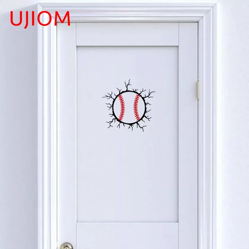 UJIOM 13cm X 12.8cm Baseball Crack 3D Wall Sticker Sunscreen Vinyl Decal Creativite Bathroom Accessories Wallpaper Self-adhesive