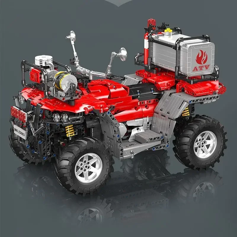 

Конструктор Mould King 23003: Техническая модель автомобиля, радиоуправляемый квадроцикл-пожарная машина, набор для сборки мотоцикла, подарок для детей