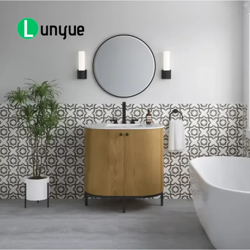 Modern 36 Inch Floor to Ceiling Bathroom Sink Cabinet with Marble Countertop Single Basin Engineered Wood Durable Easy Clean