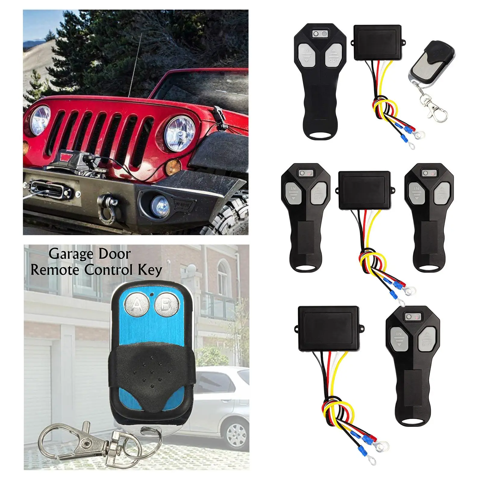 Wireless Winch Remote Plastic Long Range Controller Kit Heavy Duty Indicator Light for Auto Winch ATV SUV Truck Car