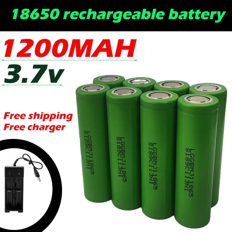 

3.7V 18650 flat head rechargeable battery 1200mAh for mobile power supply, electronic cigarette, toys, free shipping