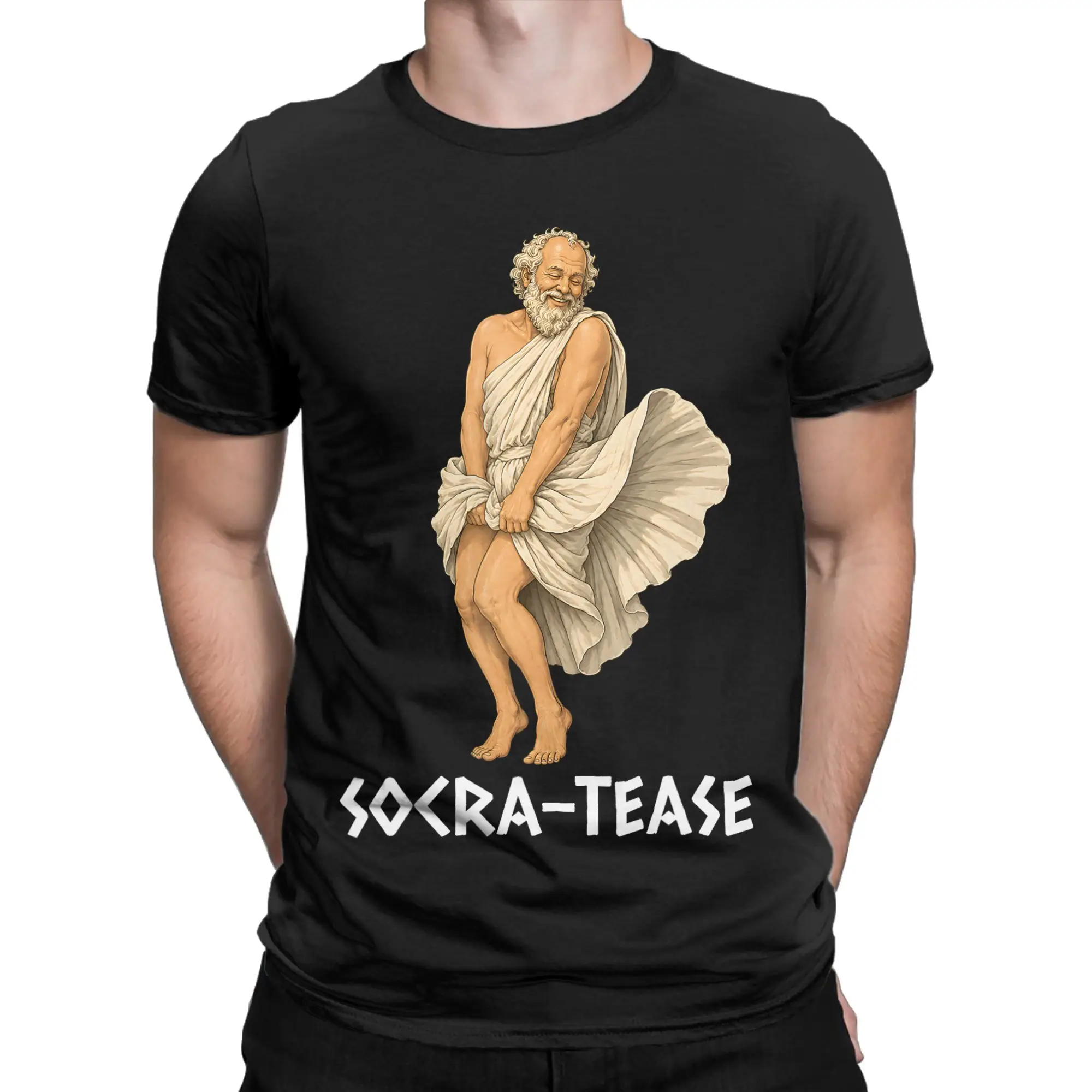 Funny Philosophy Pun Socrates Socra Tease Joke T Shirt Novelty T-Shirts Men Pure Cotton O-Neck Top Tees Short-Sleeve Tops