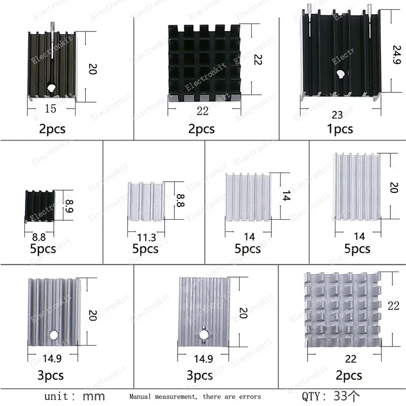 Kit assressentide dissipateur thermique, transistor MOSFET, Tension 999, Sotchi, TO-220, TO-3, 33 pièces