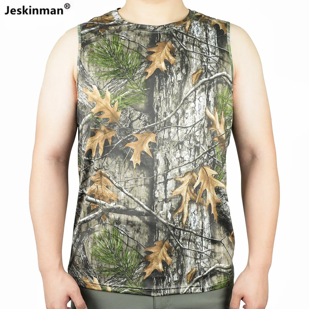 

Summer Thin Lightweight Sun Protective Bionic Camouflage Hunting Vest Outdoor Sports Hiking Climbing Stretch Sleeveless Shirt