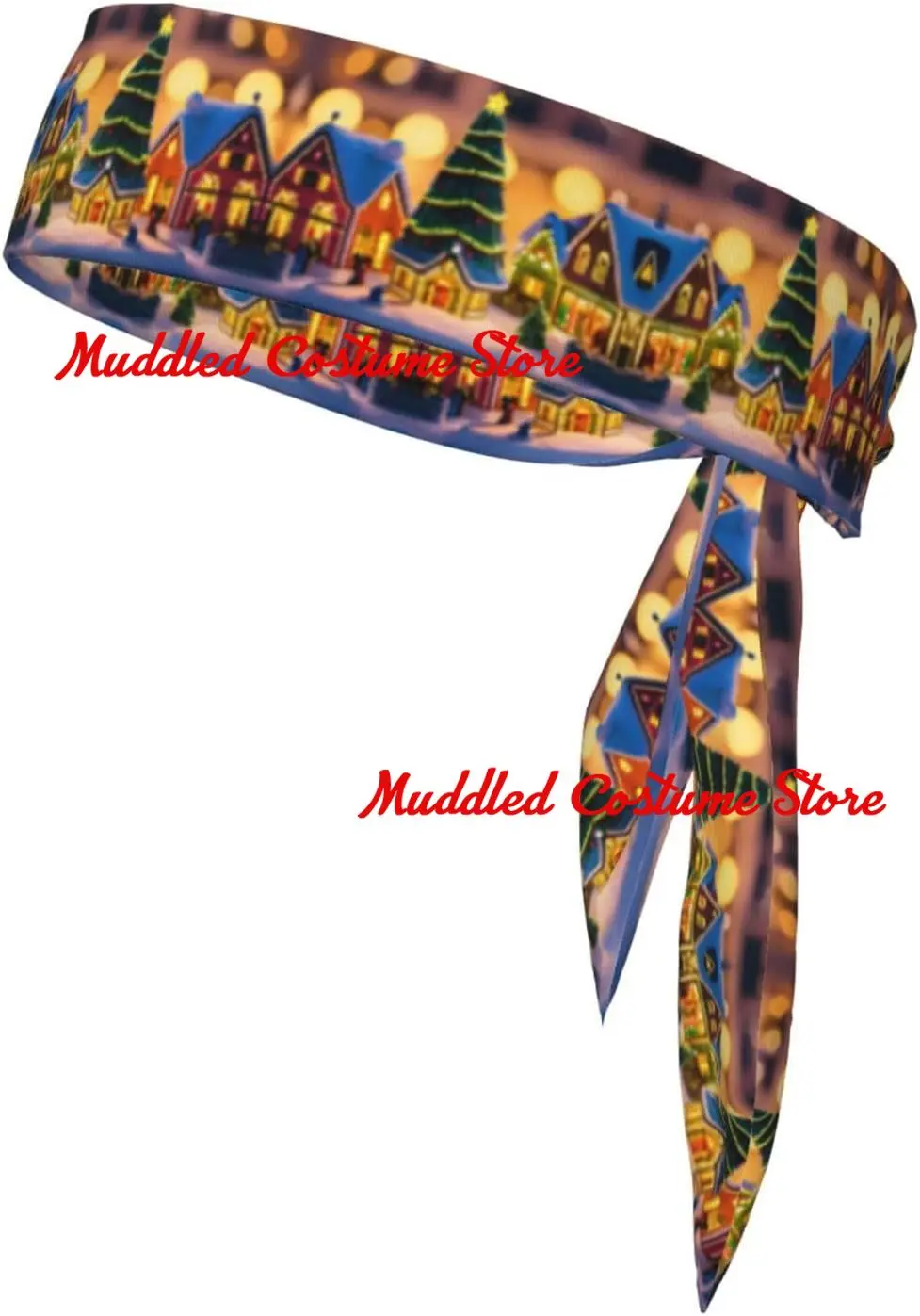 

Christmas Print Double-Sided Sport Head Tie Adjustable Sports Headband Multifunctional Athletic Band