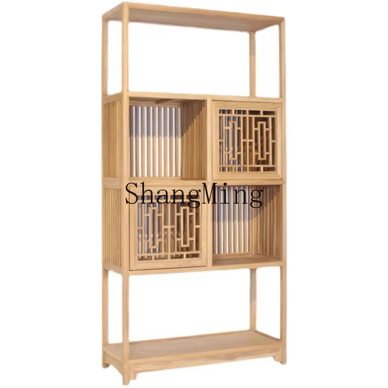 FG good-looking  new Bogu shelf solid wood bookshelf old elm tea shelf simple display rack