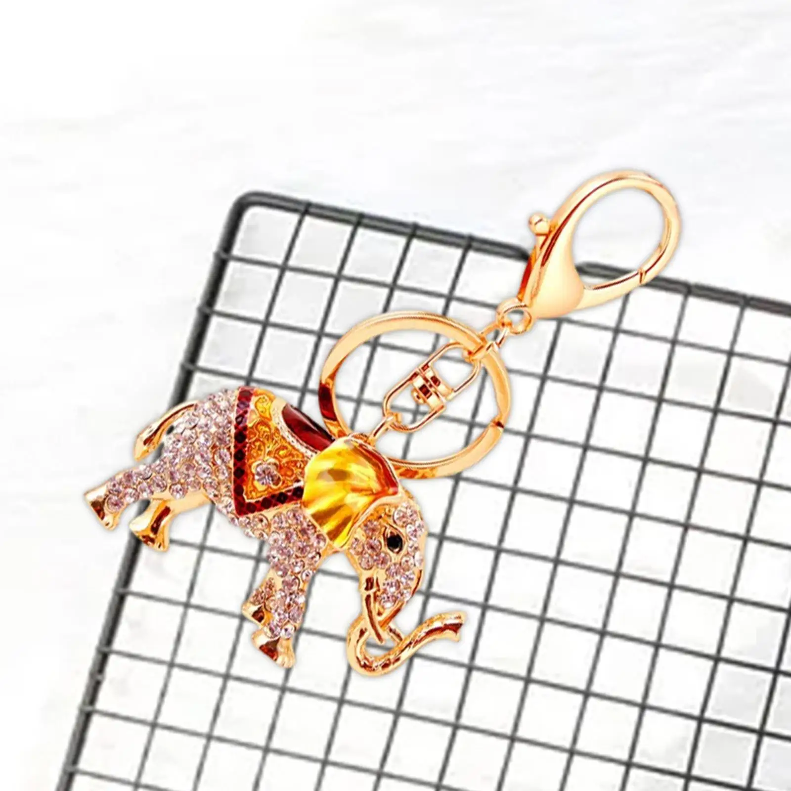 Elegante portachiavi in lega con elefante, portachiavi con ciondolo 3D, ciondolo bling per zaino da scuola per bambini e donne