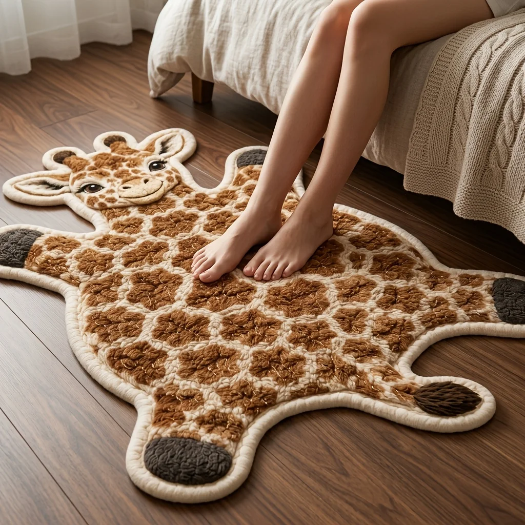 Cute Lying Black Cat Shaped Rug Chubby Kitten Tufted Floor Mat Soft Non Slip Washable Area Carpet Bedroom Home Decor