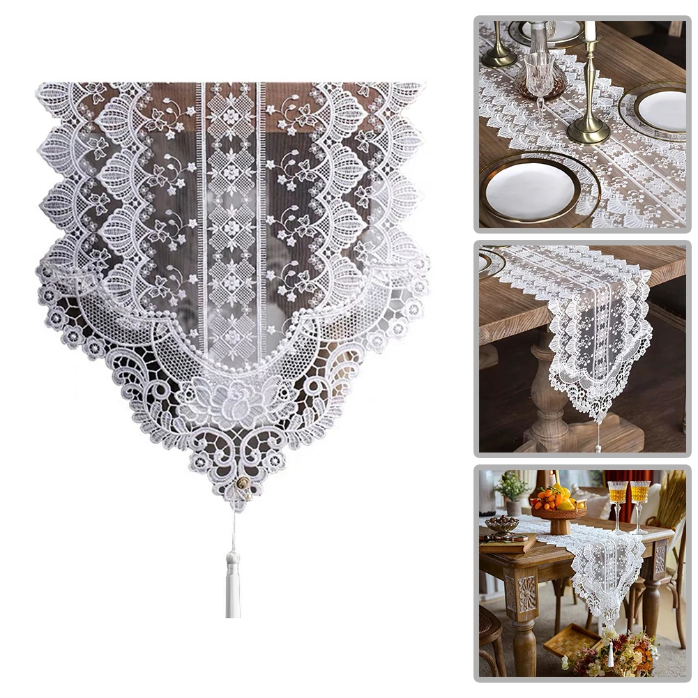 Decorative White Lace Table For Runner for Desktop and Dining Tables Providing Elegant European Flair for Home or Office Use