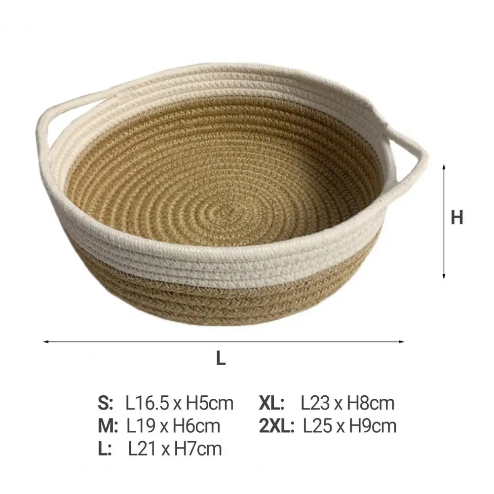 Hand-woven Storage Basket Knitting Cotton Hamper Cosmetics Organizer with Handle Table Bowl Wicker Basket Baby Nursery Basket