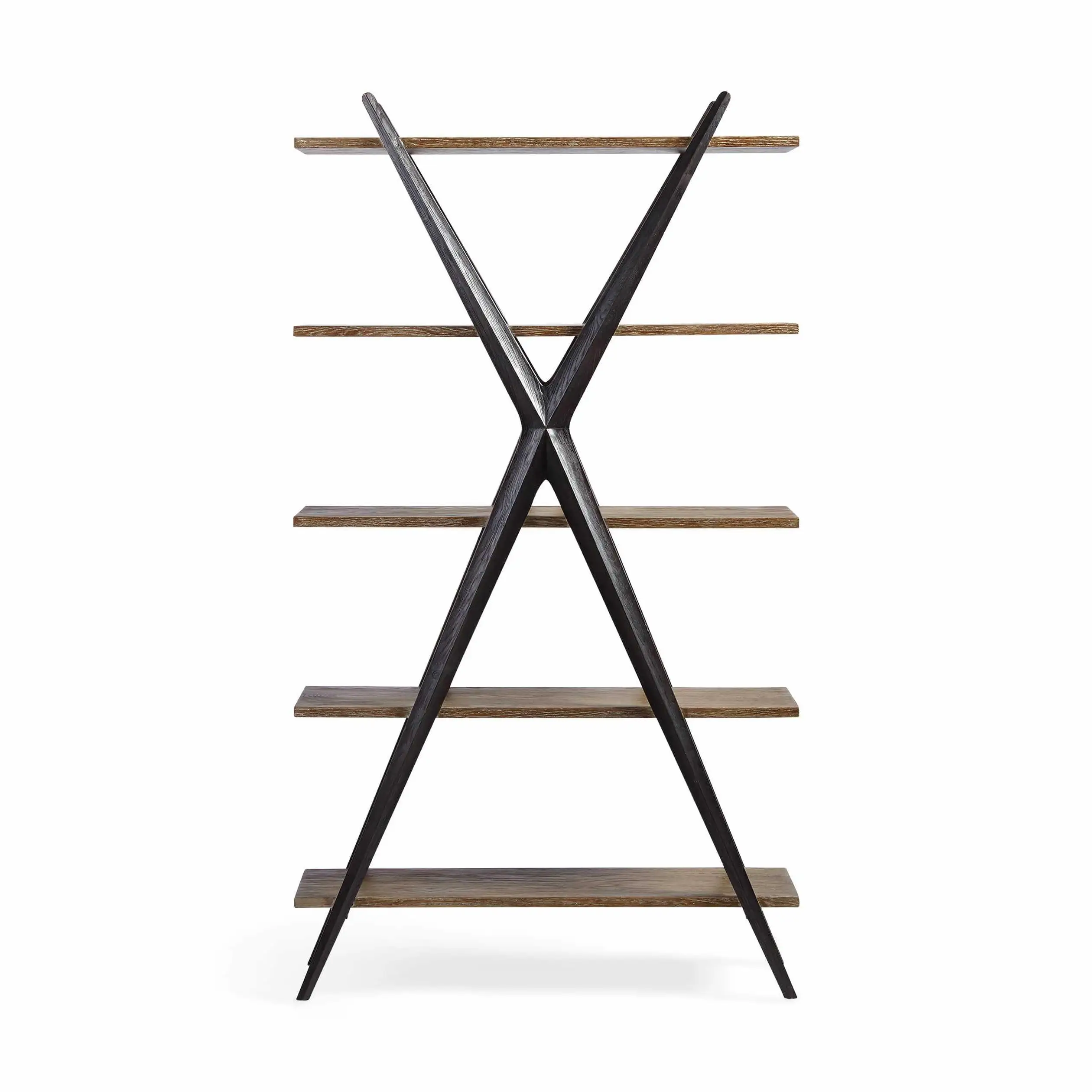 Unique X-shaped design luxury bookshelf wooden living room modern bookcase