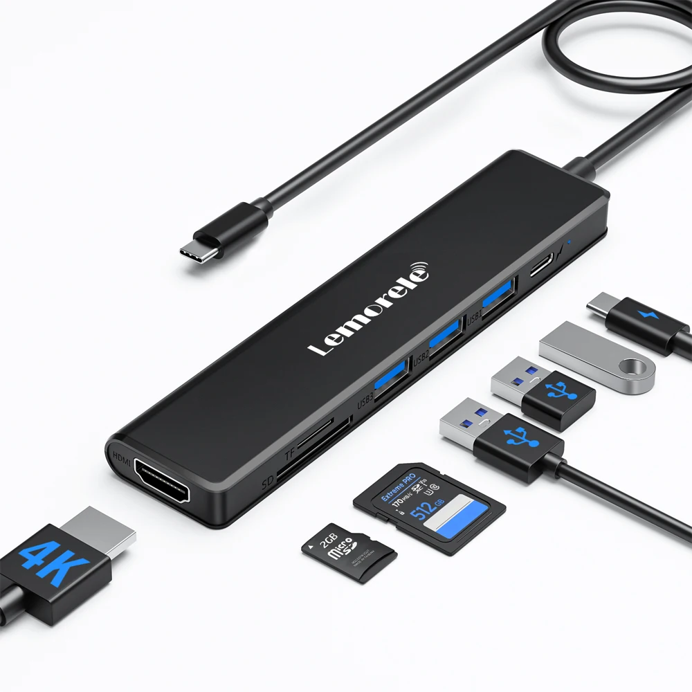 

Lemorele TC90 USB 3.0 Hub 5 Гбит/с USB C на 4K HDMI адаптер Type C более быстрое зарядное устройство Док-станция для ноутбука Windows MacOS Lenovo