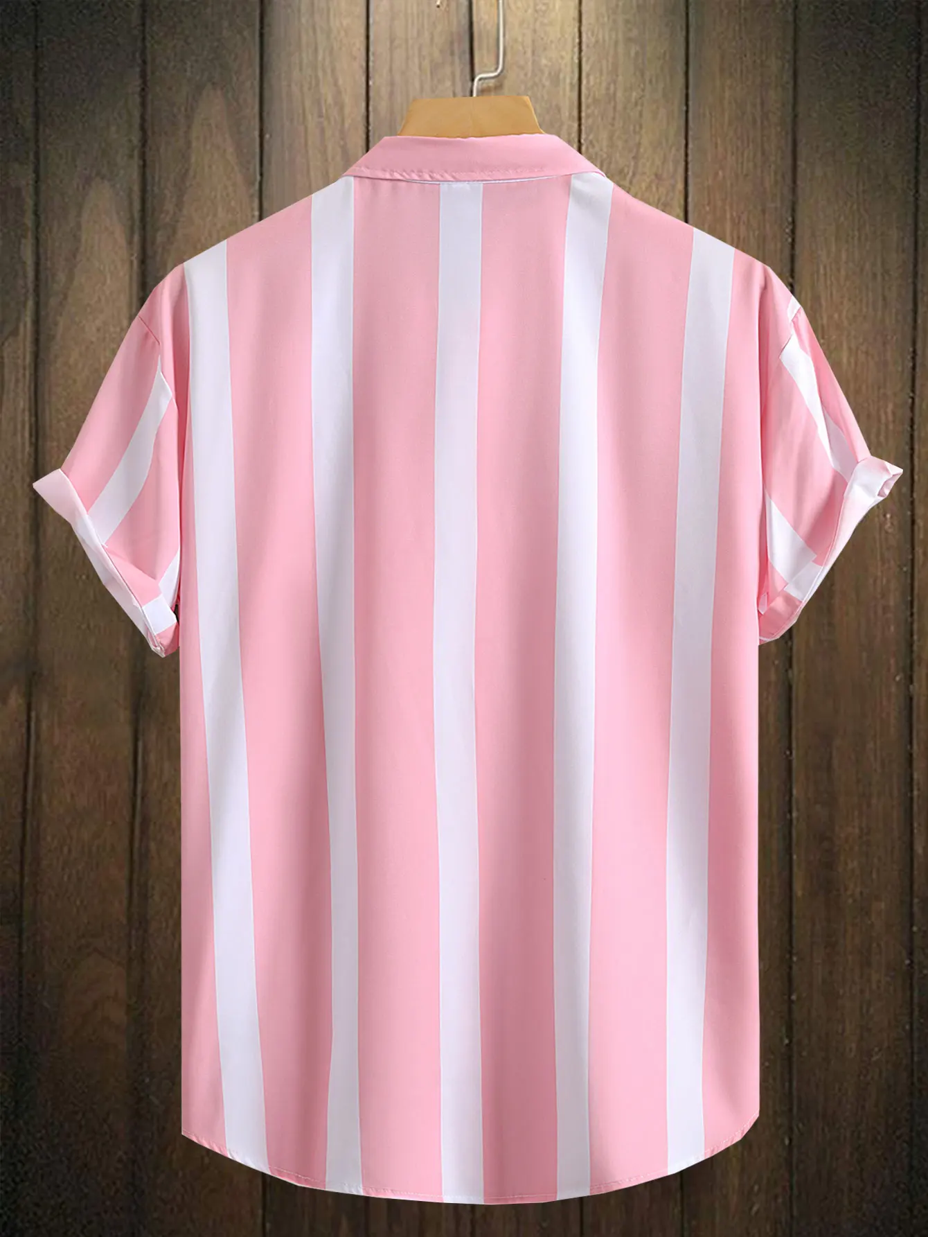 Men Random Vertical Striped Shirt Summer Short Sleeve Printed Shirt Thin Beach Shirt Men Casual Top