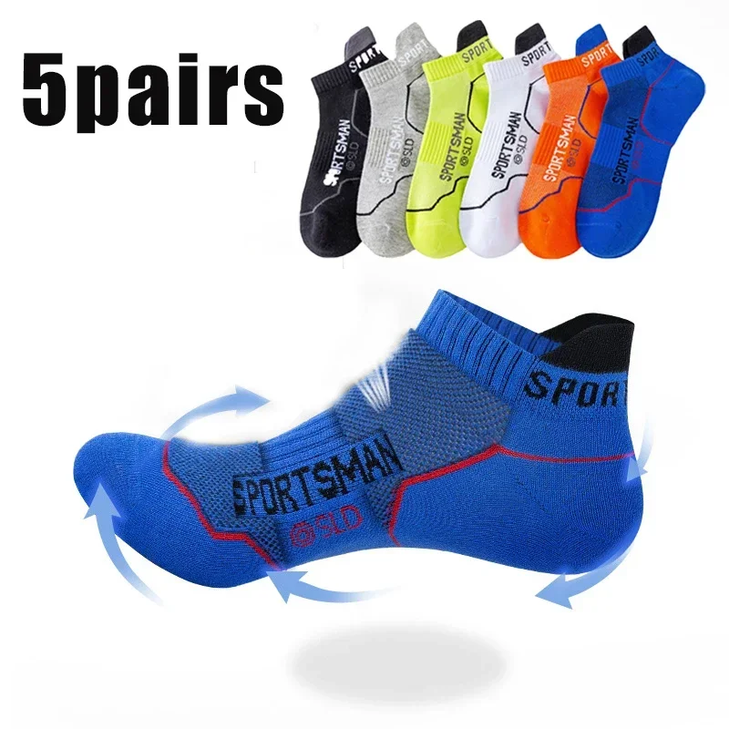 Summer Mesh Sport Socks for Men Sweat Absorbent Breathable Ankle Socks High Quality Cotton Running Cycling Low Tube Stockings