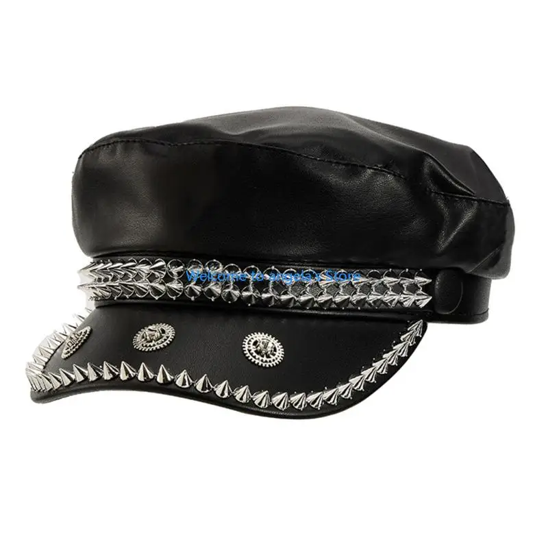 x4yc-vintage-studded-pu-couro-chapeu-tiaras-ajustaveis-​​chapeu-beisebol-respiravel-chapeu