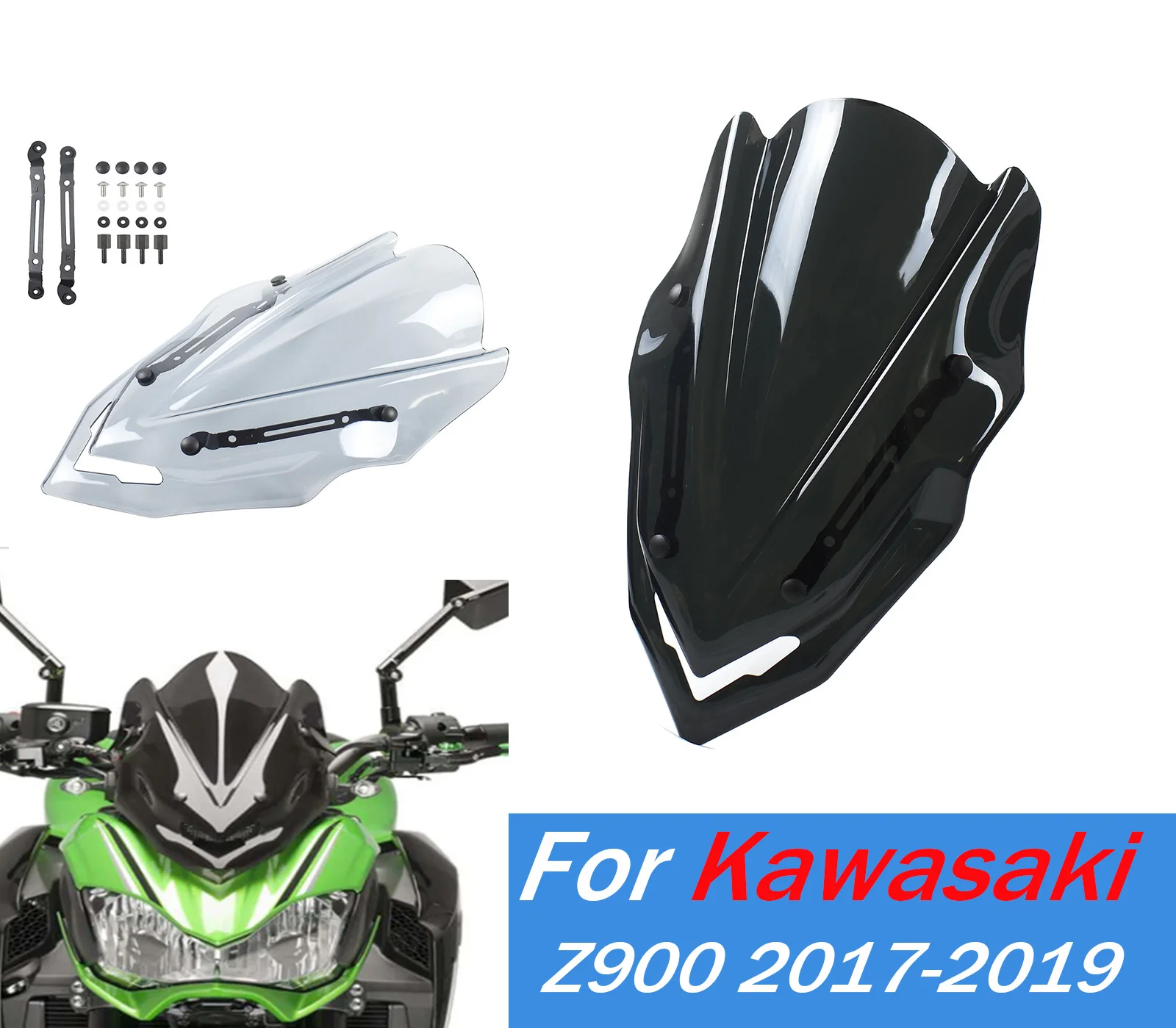 

For Kawasaki Z900 Motorcycle Windscreen Windshield For Z900 2017-2019 Models Motorcycle Air Shield Screen Deflector Accessories
