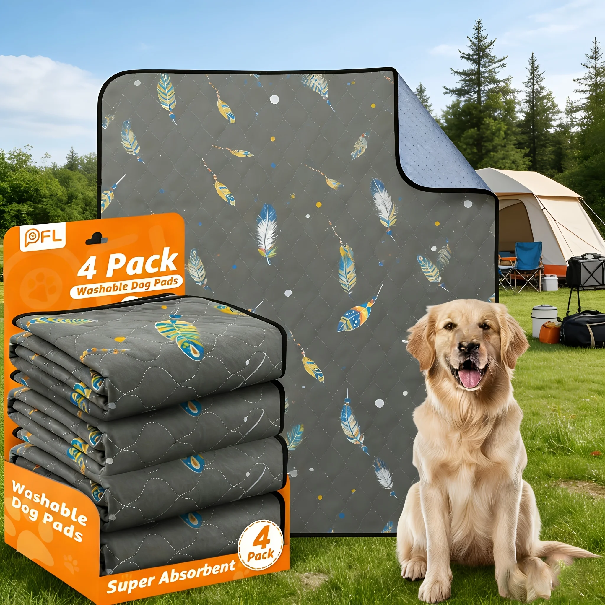 

4/2 Pack Dog Washable Pee Pads | Reusable Puppy Pads, Ultra-Absorbent Leak-Proof, Non-Slip, Easy to Clean - Ideal for Indoor & Outdoor Use, Dog Bed, Holiday Gifts