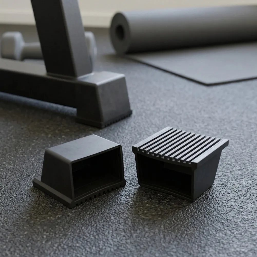 4 Pack Square End Cap Foot Protectors for Gym Chairs Fitness Equipment Legs Black Plastic 50x70mm 50x80mm Dimensions