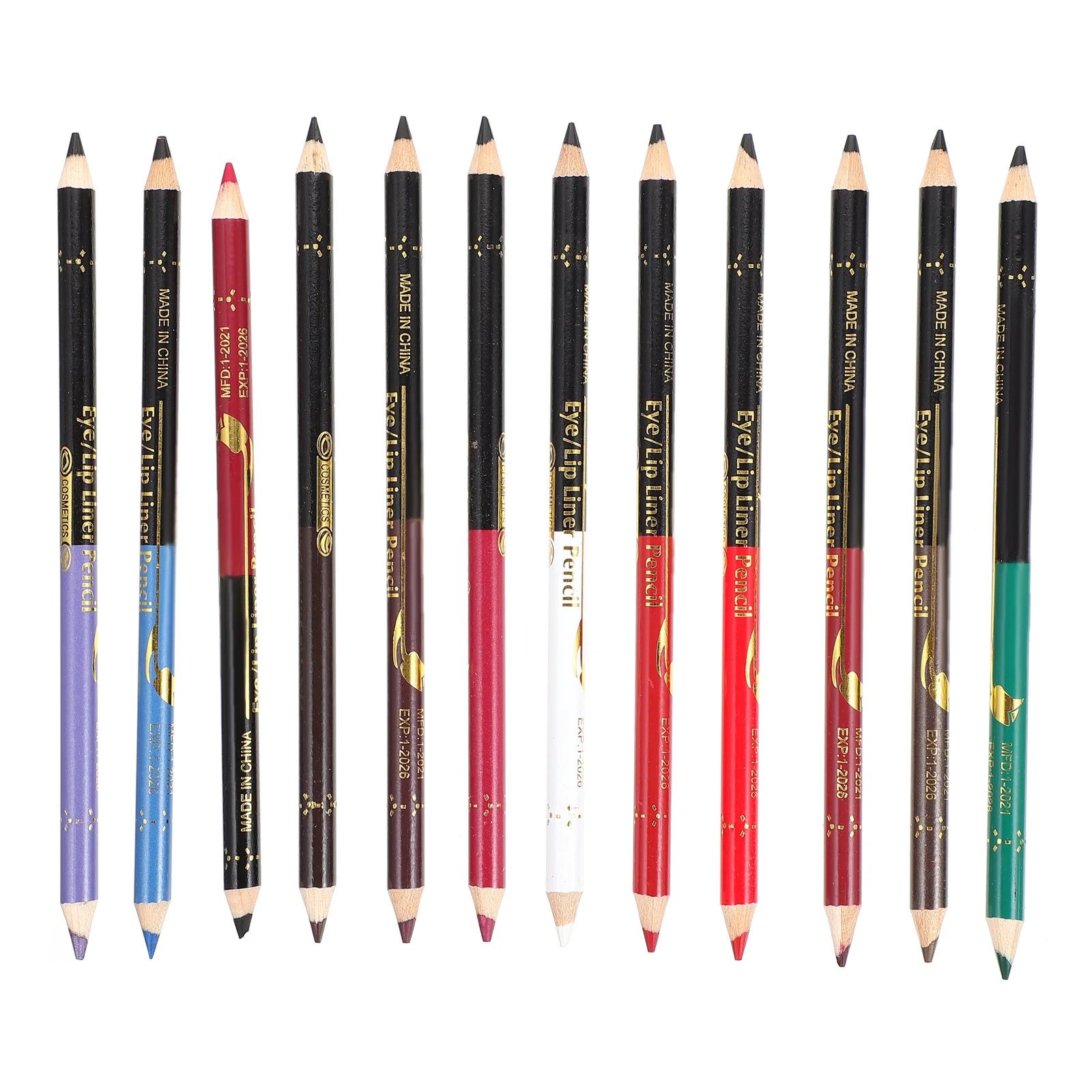 ดินสอเขียนคิ้วแบบสองหัว 12 ชิ้น ดินสอเขียนขอบตาและขอบปาก กันน้ำ สีแมท ติดทนนาน ใช้งานง่าย