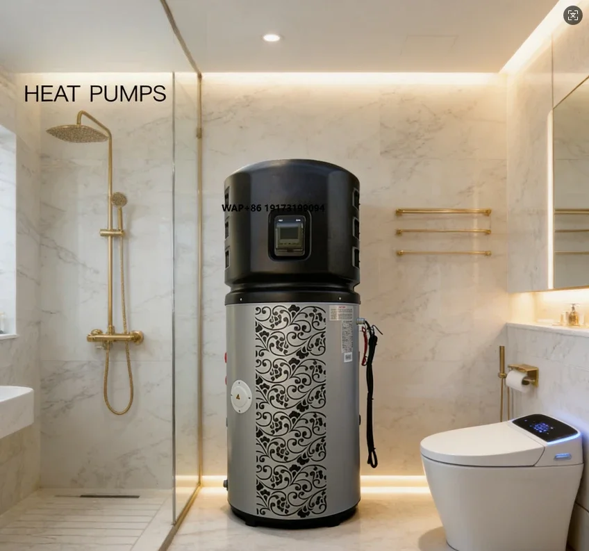 All-in-One Air Source Heat Pump Solar Hot Water Heater 5kW High Efficiency Class A+++ Stainless Steel R410A Hotel