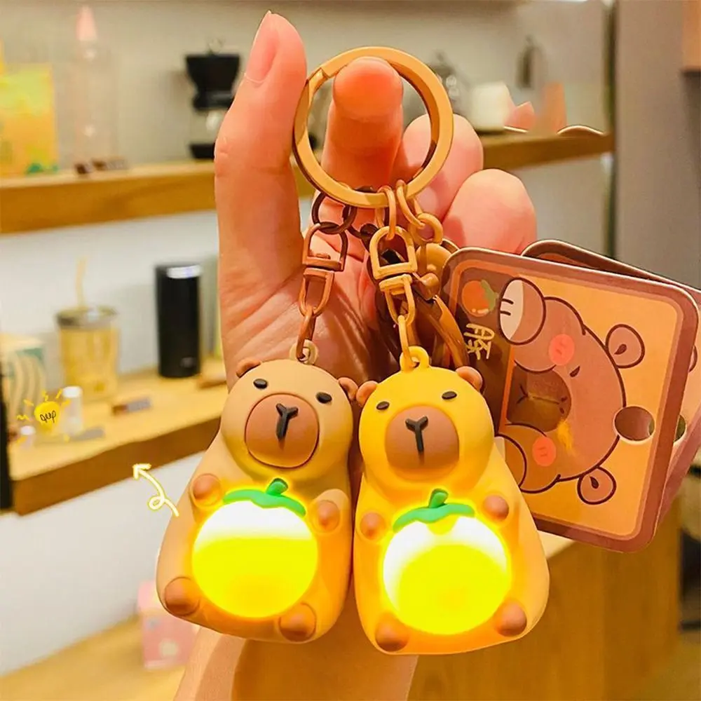 Toy Cute Capybara Keychain New Charm Glowing Pendant Cartoon Key Ring for Gift