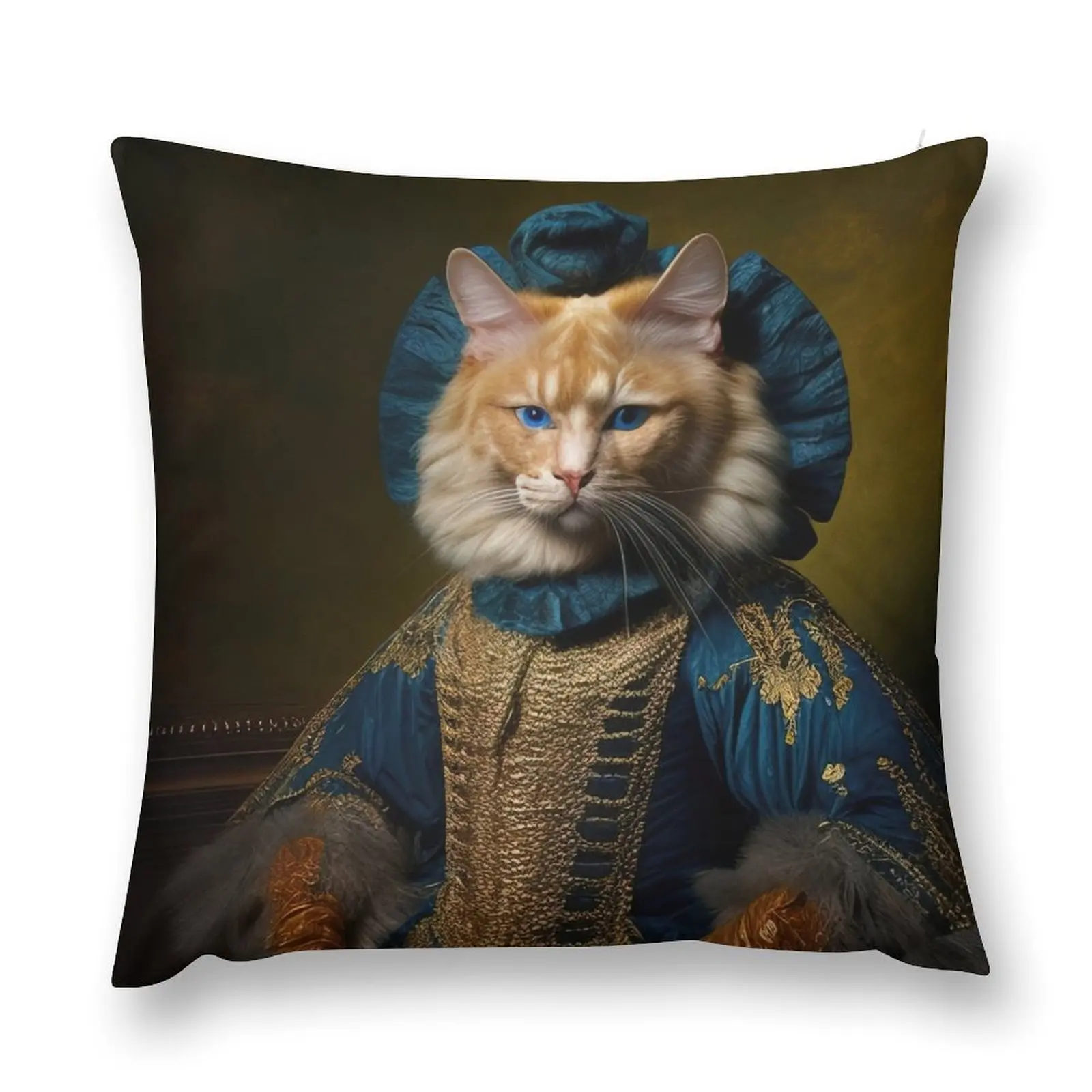 Anthropomorphic portrait of Ginger von Kittenhoben Throw Pillow Decorative pillowcase covers for pillows pillow