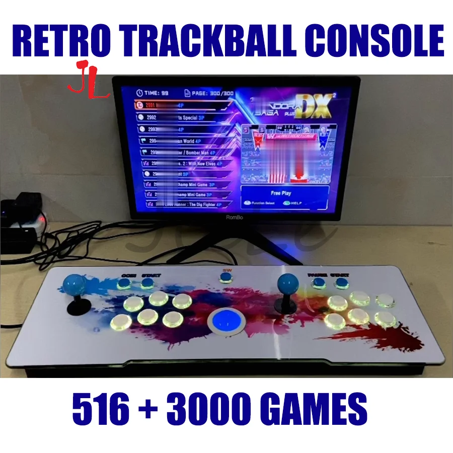 3D LED Trackball Version Classical Retro Arcade Game Console Pandora Three Sides Machine Switchable Horizontal & Vertical Screen