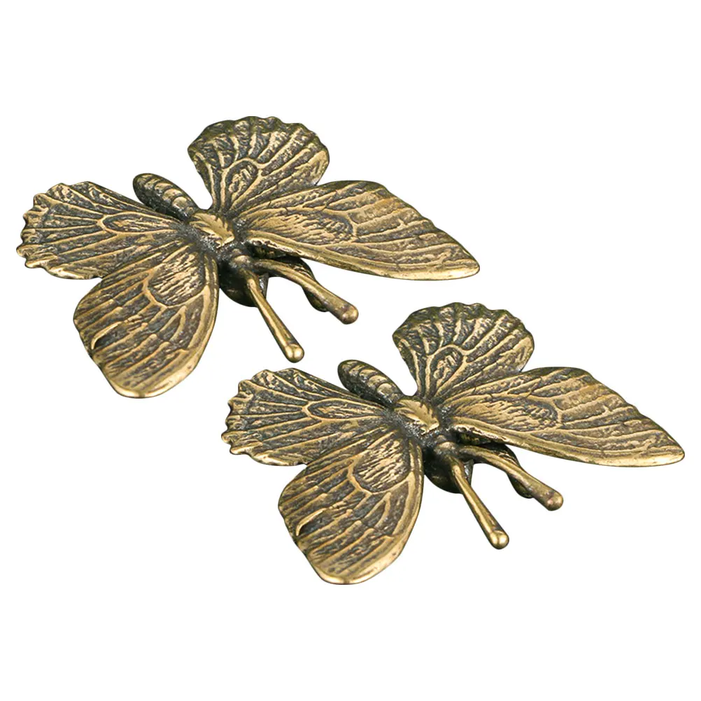 

2Pcs Brass Butterfly Decoration Exquisite Retro Style Small Desktop Ornament Indoor Vintage Butterfly Statue Art