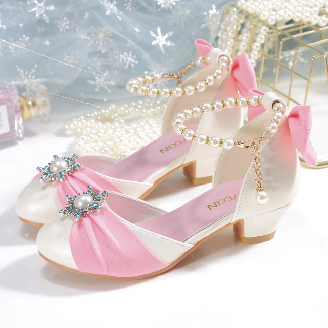 Kids Leather Shoes for Girls Knot Banquet Party Children High Heel Shoe for Kids Girls Sandals Student Crystal Princess Shoes AliExpress 1501