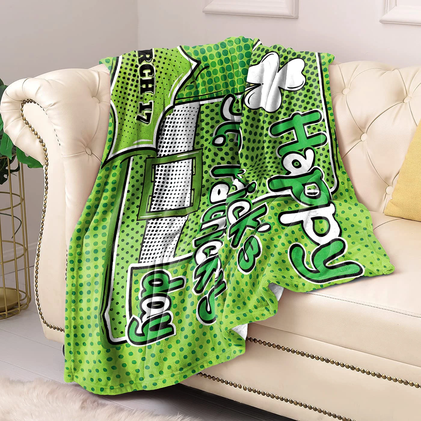 

Warm Blankets St. Patrick's Day Shamrocks Soft Flannel Bed Cover Blanket for Travel Camping Couch Sofa Fashion Home Supplies
