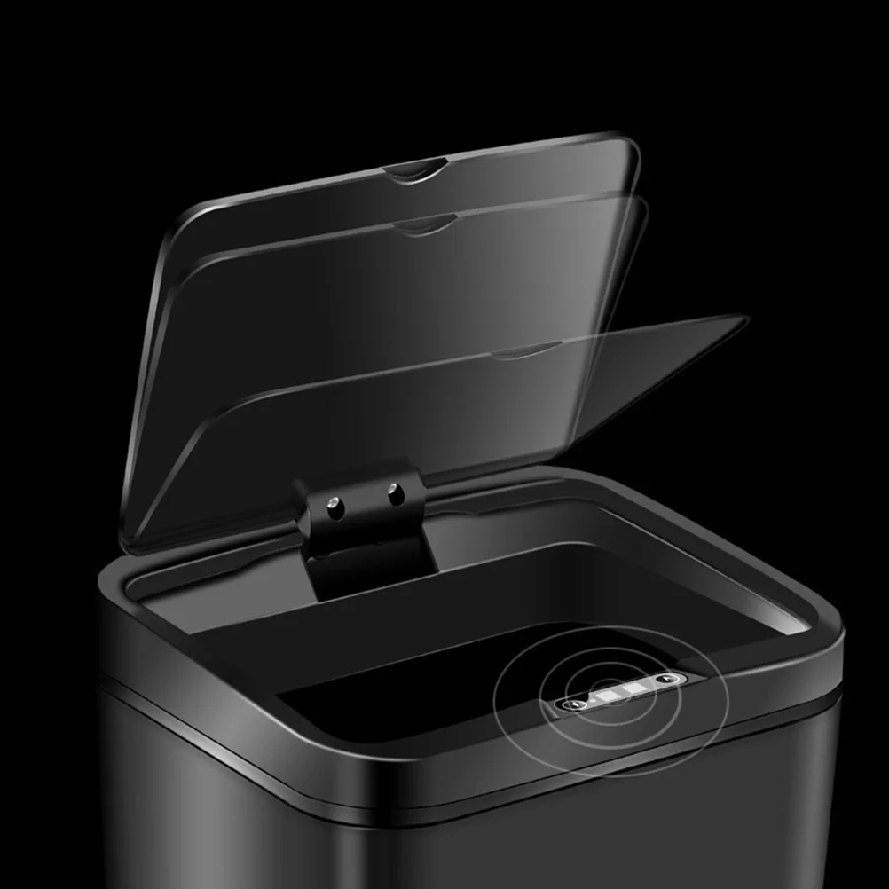 Inductive Trash Can Trash Bin Automatic Smart Sensor Kitchen Bathroom Rubbish Bin Garbage Can Waste Bin without Battery (Black)