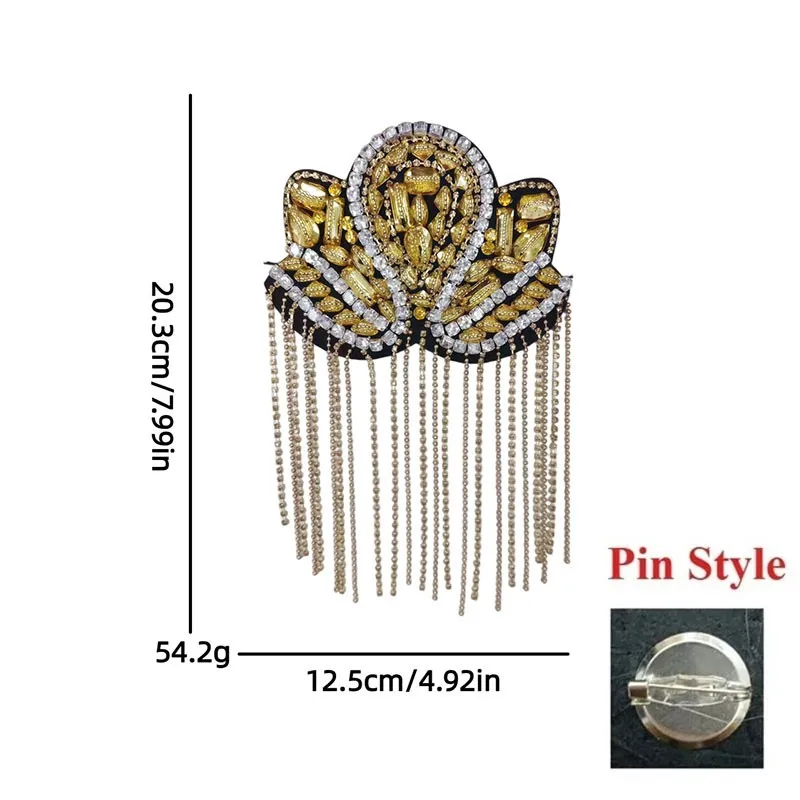 

1PC Beaded Decoration Tassel Epaulets Sparkling Rhinestone Shoulder Tassel Epaulet Unisex DIY Decoration Clothing Accessories