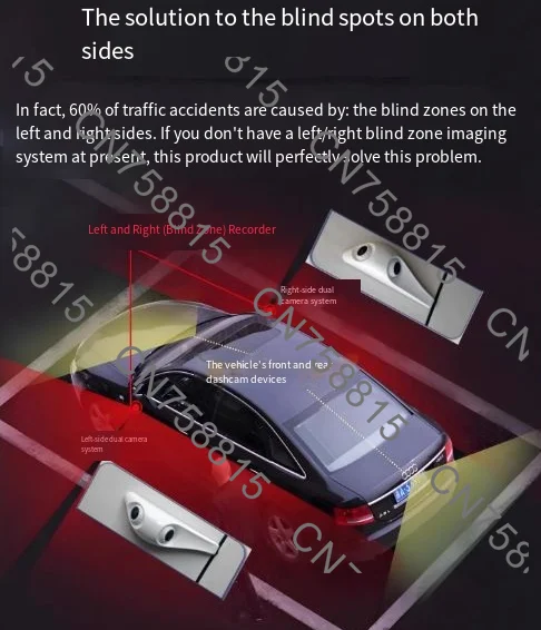 AHD 1080P waterproof without drilling easy to install，New design 2-in-1 car door blind spot car side view camera
