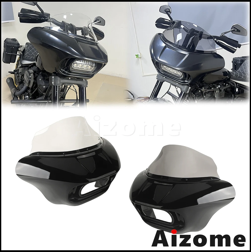 Motorcycle Front Headlamp Fairing Mask Cowl Cover Fairing Windscreen Guard For Harley Softail Fat Bob 114 FXFBS 18-24 FXFB 18 19