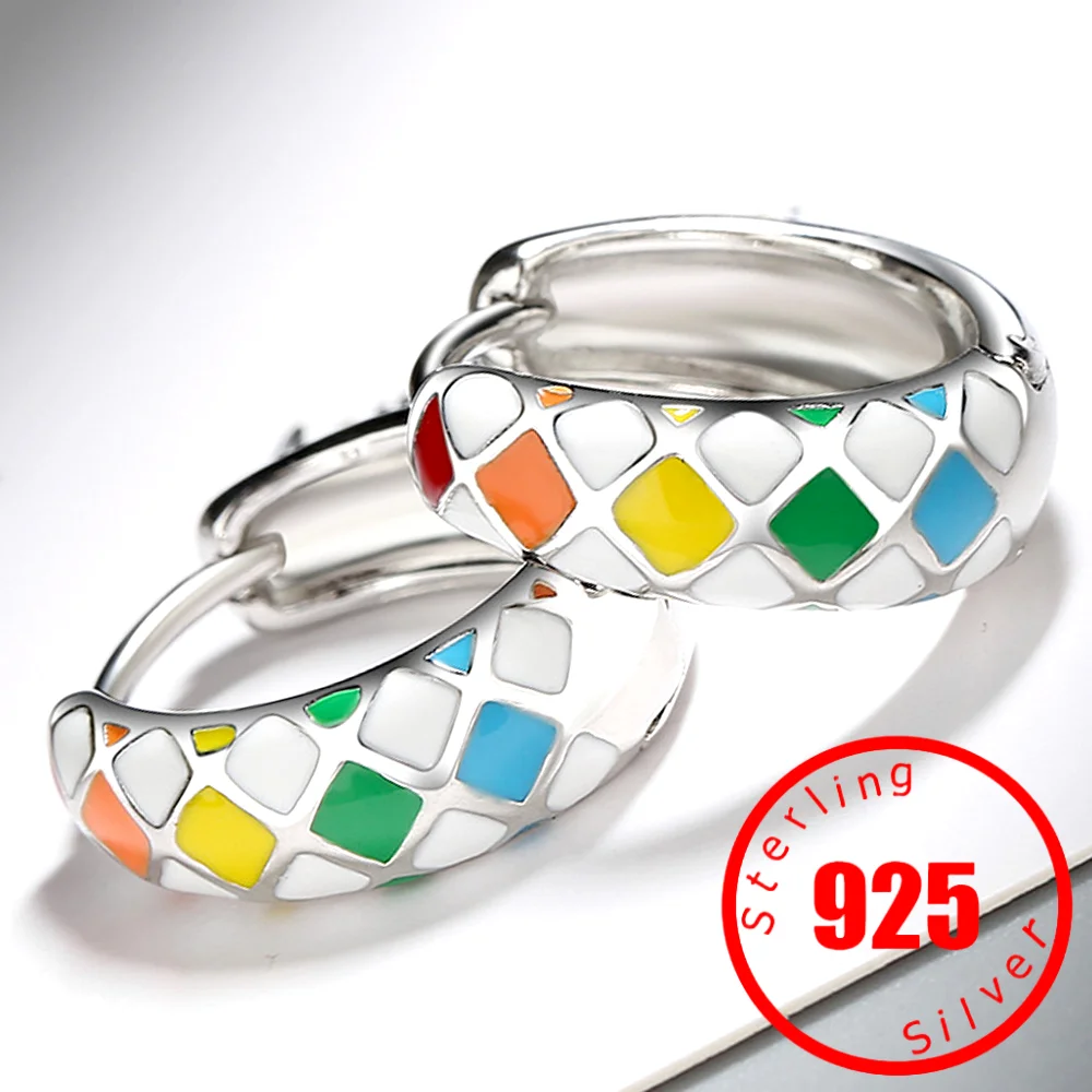 925 Sterling Silver Lattice Rainbow Earrings For Women Luxury Designer Jewelry Wholesale Offers With Free Shipping Trend 2024