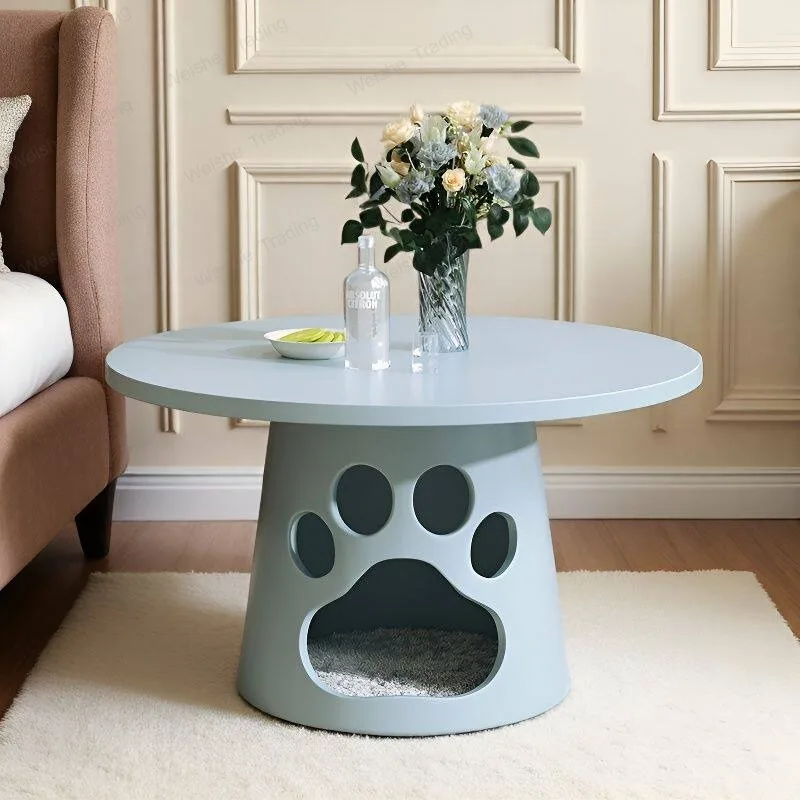 Creamy style modern magnesium mud coffee table simple living room household small apartment pet store round creative storage
