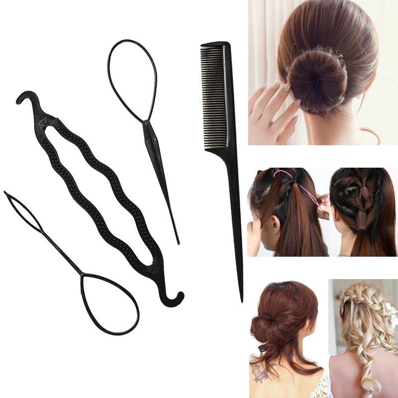 

1Set DIY French Braiding Tools Hairpin Twist Bun Barrettes Clips Loop Hair Styling Tools Comb Women Hairdressing Braiders Tool