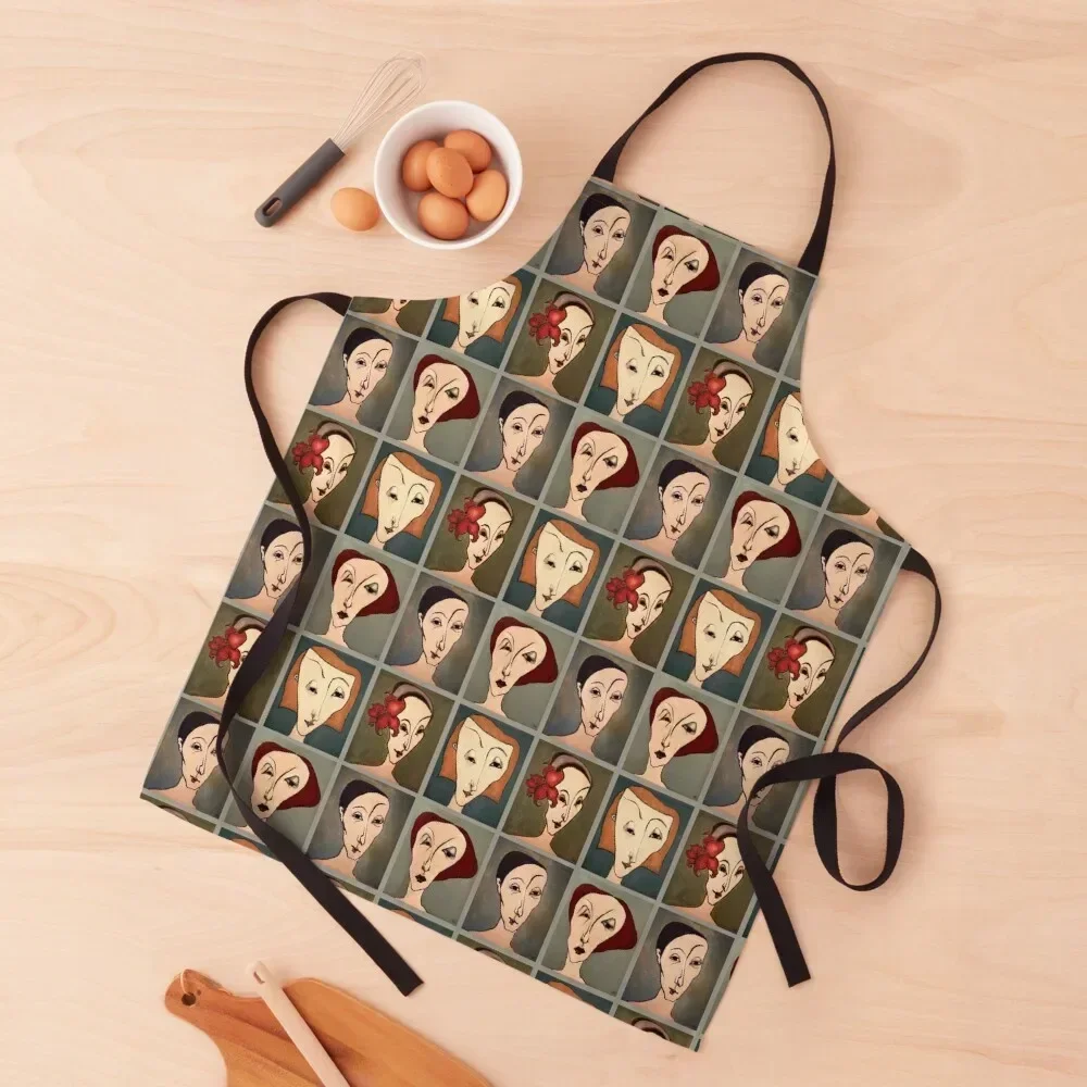 

Four Character Portraits in Oil Apron Kitchen And Household Goods kitchen and home Cute Kitchen Accessories Women Apron