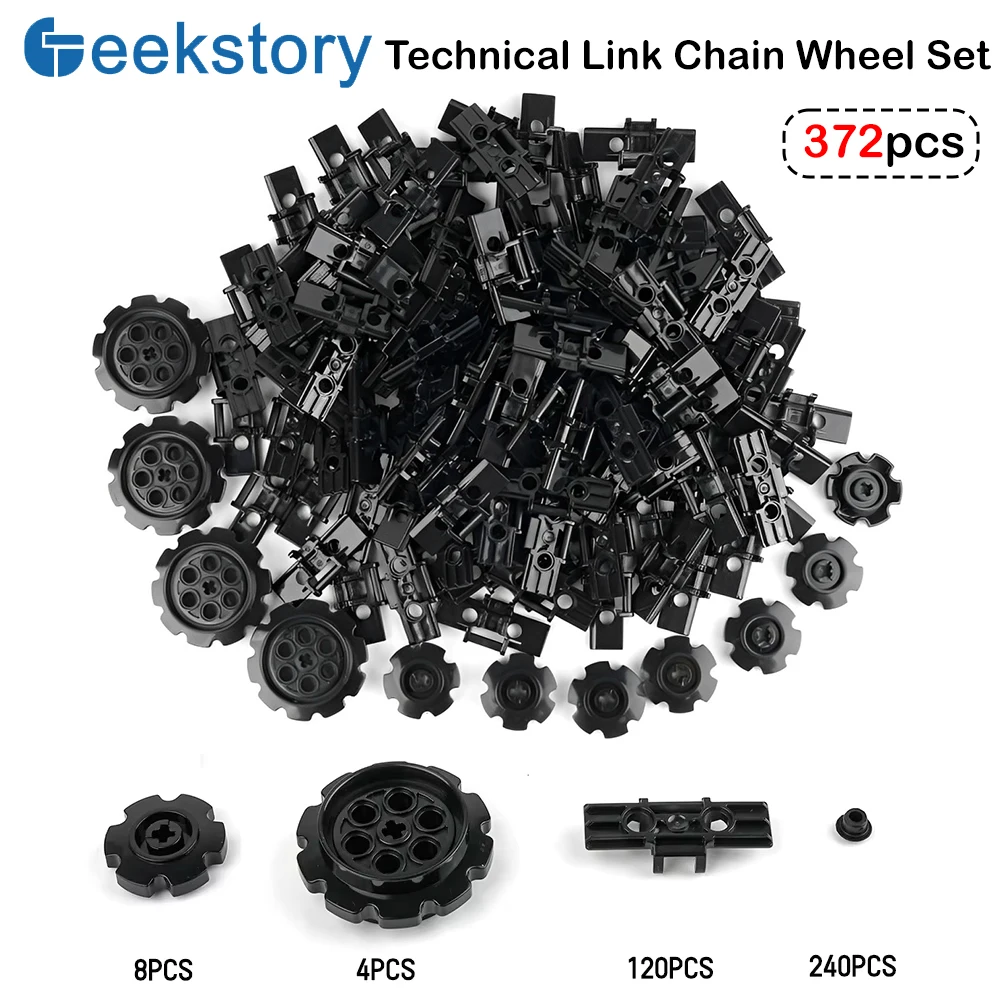 372PCS Technical Link Chain Wheel Set MOC Tank Engineering Car Tracks Legoeds-compatible Building Blocks 57519 57520 88323 24375