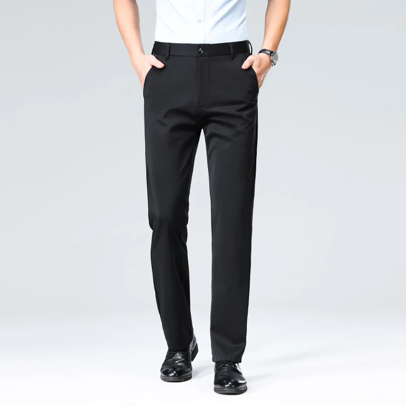 

Luxury High-end Ice Silk Straight Pants Men's 2026 New Spring and Summer Men's Pants Loose Business Casual Suit Long Pants Men's