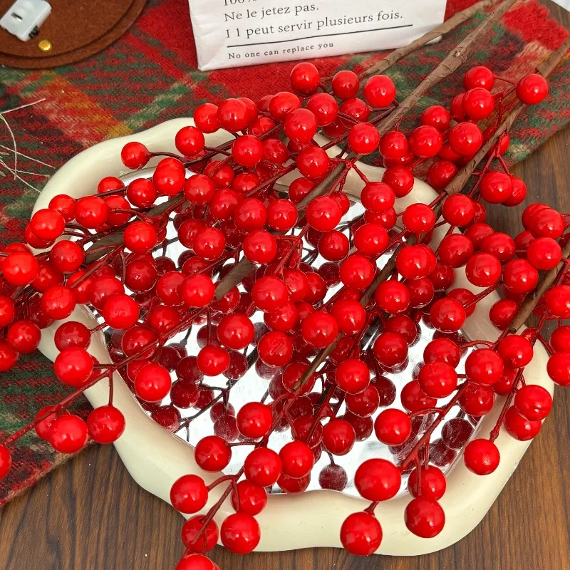 クリスマス人工ベリーステムレッドホーリーベリー枝シミュレーションフラワー植物クリスマスツリーオーナメント新年パーティー装飾