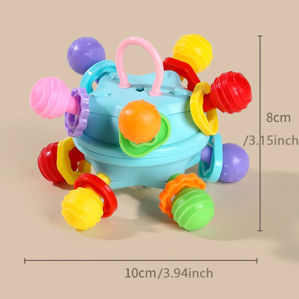Juguetes sensoriales para la dentición del bebé Montessori, sonajeros masticables para niños y niñas de 1 año, juguetes mordedores de aprendizaje de desarrollo