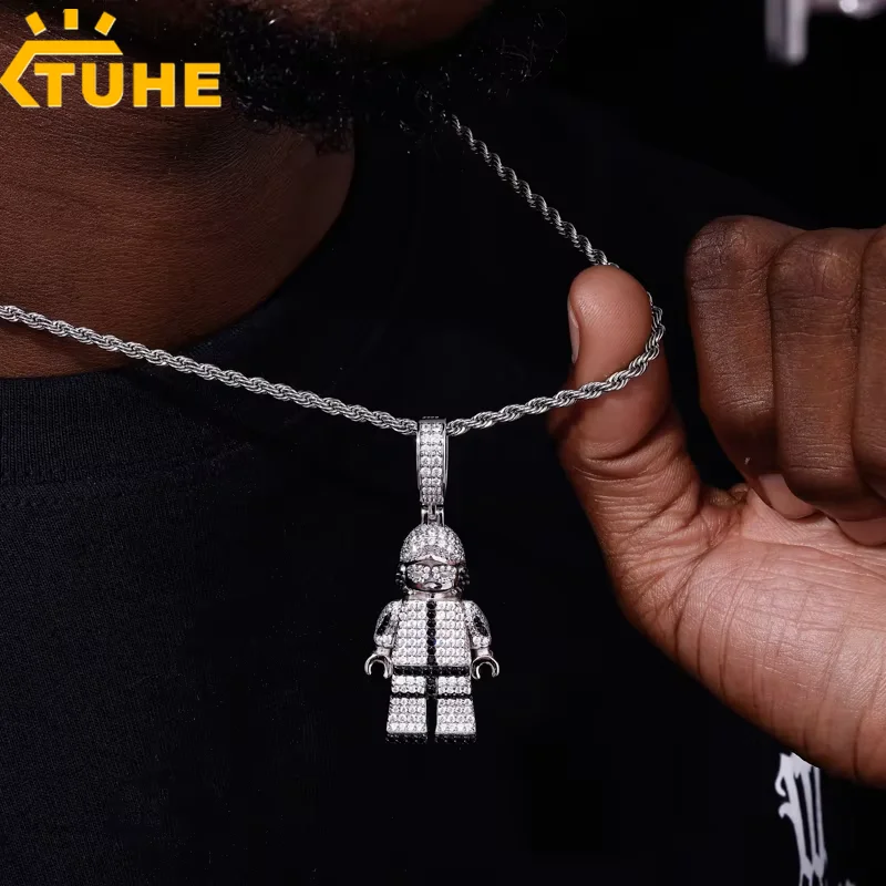 

TUHE Punk Unisex Robot Pendant Copper Zircon Pendant With Necklace For Men Women Cyberpunk Style Hip Pop Jewelry
