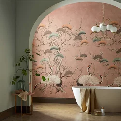 custom New Chinese British murals elegant plum blossoms birds wallpaper wall cloth pine trees cranes 3D flowers room decoration